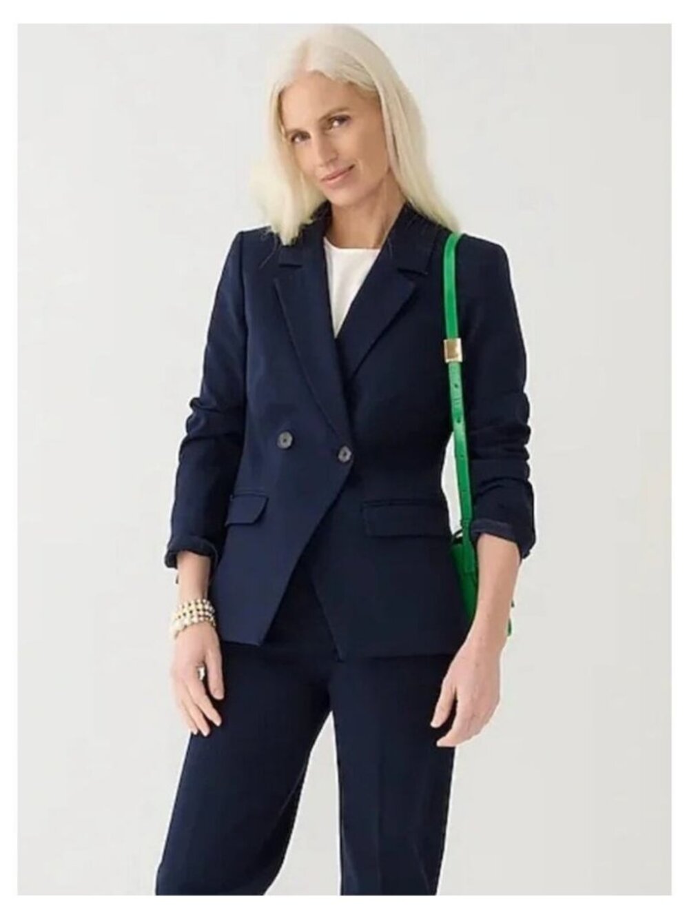 J.CREW Devon Wool Blend Double Breasted Blazer Size 6 Navy